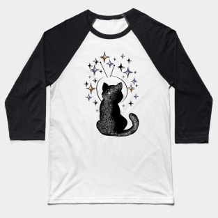 Space Kitty Watches the Stars Baseball T-Shirt